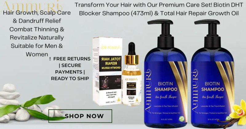 Biotin DHT Blocker Shampoo & Total Hair Repair Growth Oil Set - Hair Growth, Scalp Care & Thinning Solution Secondary image