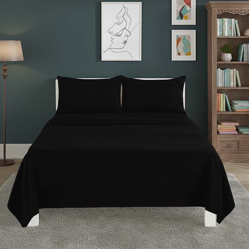Easy Care Flat Bed Sheet Polycotton Durable Low Maintenance Bedding - Single - Wine