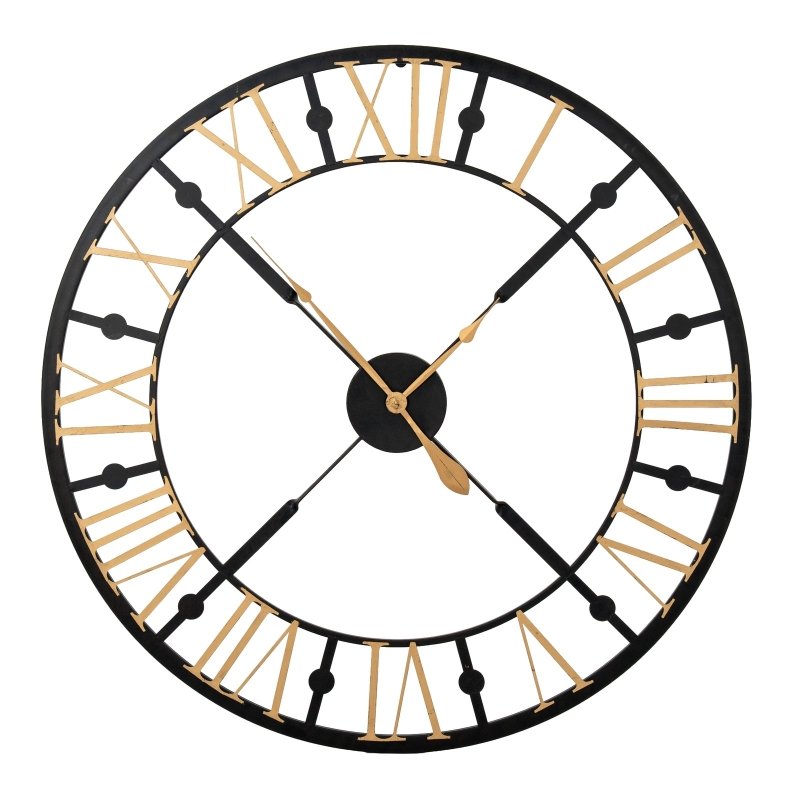 Black And Gold Skeleton Clock Home Wall Decor - Clocks - British D'sire