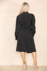 Black Denim Belted Dress – Effortlessly Chic for Every Occasion - Dresses - British D'sire