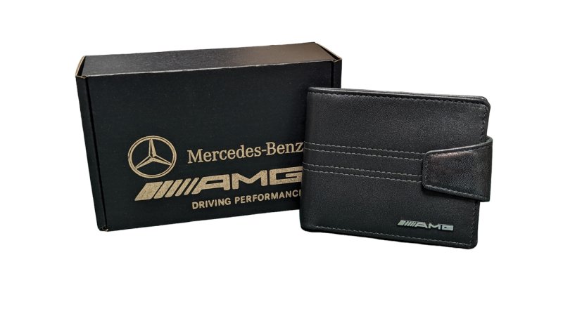 Black Elite Genuine Leather, Mercedes AMG Wallet with Rfid Blocker Stitch De Gift Boxed - British D'sire