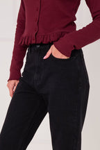 Black Front - Slit Straight Leg Jeans — Flattering, Modern & Effortlessly Chic - Jeans - British D'sire