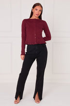 Black Front - Slit Straight Leg Jeans — Flattering, Modern & Effortlessly Chic - Jeans - British D'sire