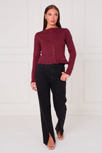 Black Front - Slit Straight Leg Jeans — Flattering, Modern & Effortlessly Chic - Jeans - British D'sire