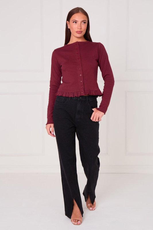 Black Front - Slit Straight Leg Jeans — Flattering, Modern & Effortlessly Chic - Jeans - British D'sire