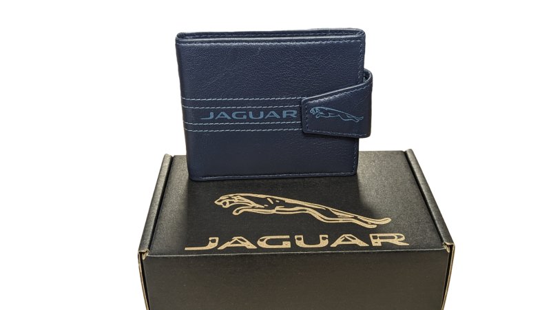 Black Genuine Leather, Slim, Light, Jaguar inspired Wallet Swolit RFID Blocker Gift Boxed - British D'sire