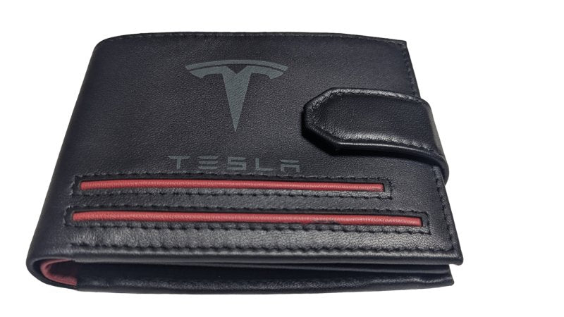 Black Genuine Leather, Tesla inspired Wallet Swolit RFID Blocker Gift Boxed - British D'sire