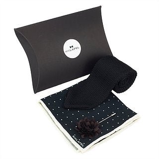 Black Knitted Tie Set - All Products - British D'sire
