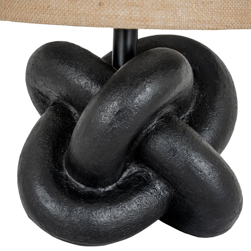 Black Knot Table Lamp With Hessian Shade - Lamps - British D'sire