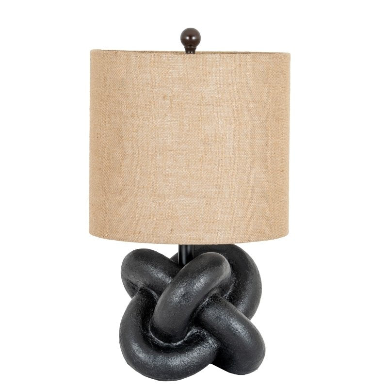Black Knot Table Lamp With Hessian Shade - Lamps - British D'sire