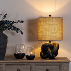 Black Knot Table Lamp With Hessian Shade - Lamps - British D'sire