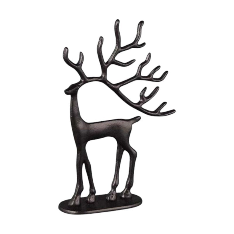 Black Metal Reindeer Dimensions: 26.0cm (W) x 7.0cm (D) x 39.0cm (H) - Figurines - British D'sire Main image