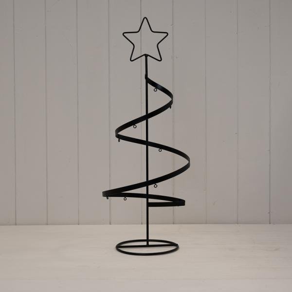 Black Metal Spiral Tree Ornament with Star Topper Secondary image