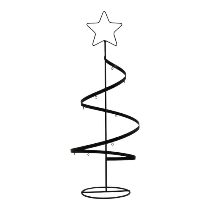 Black Metal Spiral Tree Ornament with Star Topper - Christmas Decor - British D'sire Main image