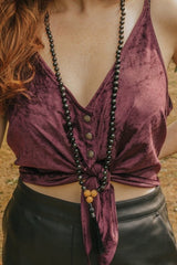 Black Obsidian 108 Mala Bead Prayer Necklace with Tassel - Necklaces - British D'sire