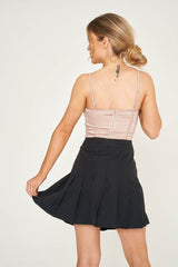 Black Pleated Mini Skirt - Skirt - British D'sire