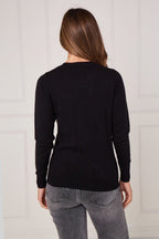 Black Sequin “NOEL” Christmas Jumper – Festive Embellished Knit - Jumper - British D'sire