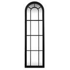 Black Wood Tall Arched Window Mirror - Mirror - British D'sire