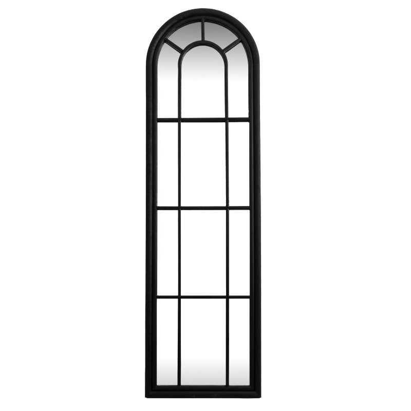 Black Wood Tall Arched Window Mirror - Mirror - British D'sire