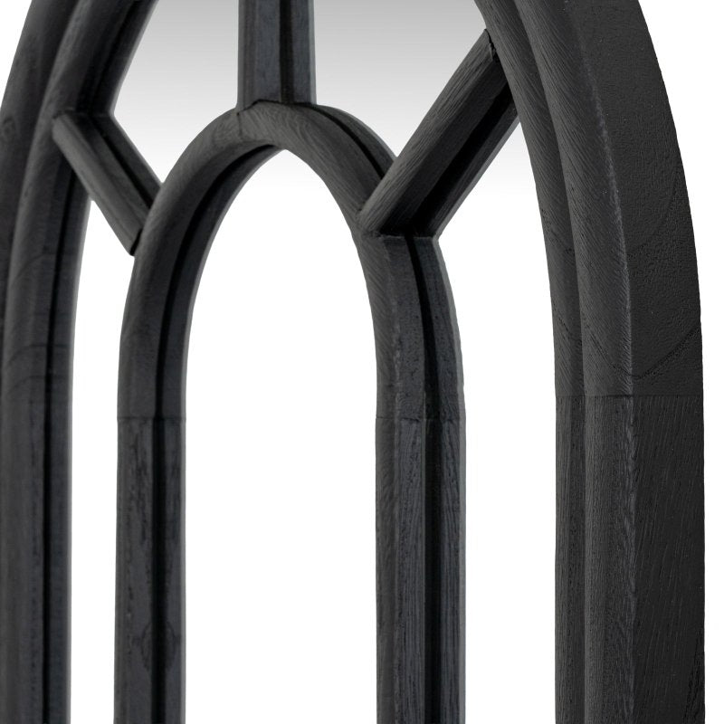 Black Wood Tall Arched Window Mirror - Mirror - British D'sire