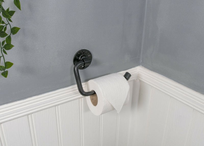 Black wrought iron toilet roll holder toilet paper holder - Churchill - toilet roll holder - British D'sire