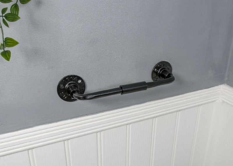 Black wrought iron towel rail Bathroom towel holder - Churchill - towel rail - British D'sire