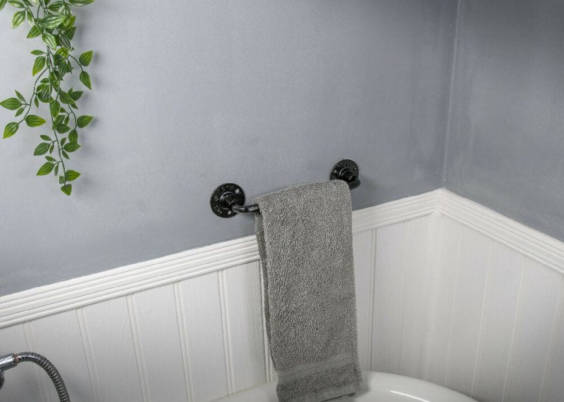 Black wrought iron towel rail Bathroom towel holder - Churchill - towel rail - British D'sire
