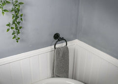 Black wrought iron towel ring bathroom towel rail - Churchill - towel ring - British D'sire