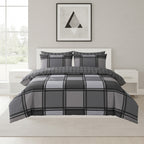 Box Print Duvet Cover Set Contemporary Square Pattern Bedding - Single - Teal