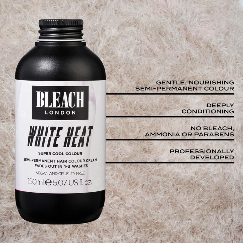 BLEACH LONDON White Heat Colour - Semi - Permanent Hair Colour, Cool Neutral Blonde, Vegan, Cruelty Free, Temporary Hair Colour Cream, 150 ml - Haircare - British D'sire
