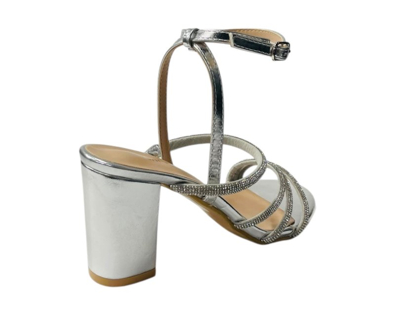 Block Heel Diamante Strappy Shoes - Heels - British D'sire