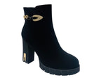 Block Heel Faux Suede Zip Ankle Boots - Boots - British D'sire