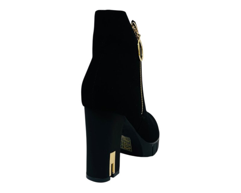 Block Heel Faux Suede Zip Ankle Boots - Boots - British D'sire