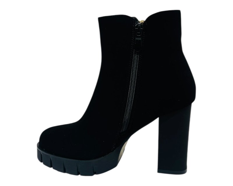Block Heel Faux Suede Zip Ankle Boots - Boots - British D'sire