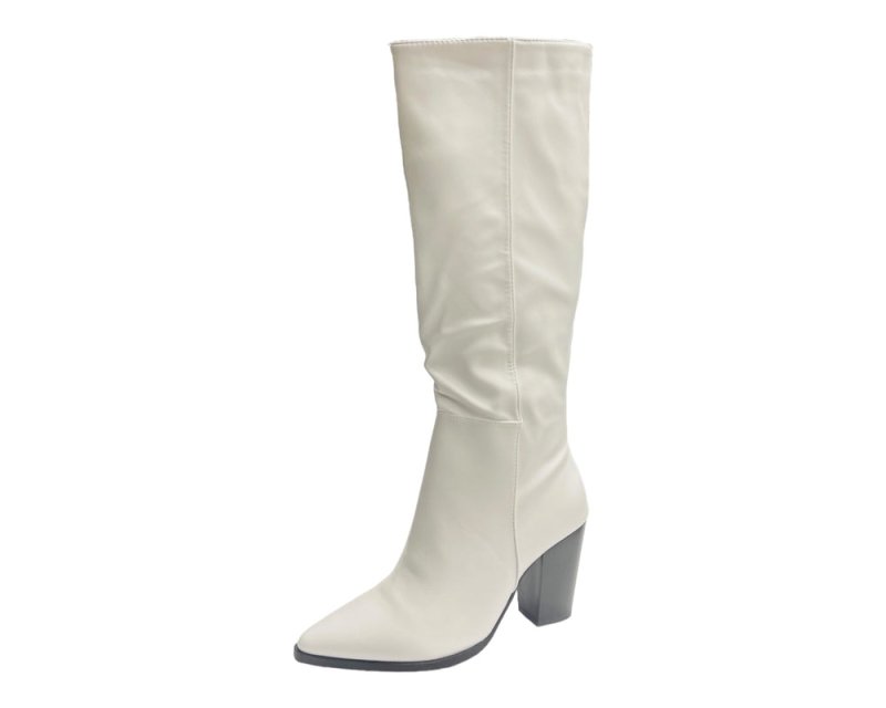 Block Heel Knee High Faux Leather Boots - Boots - British D'sire