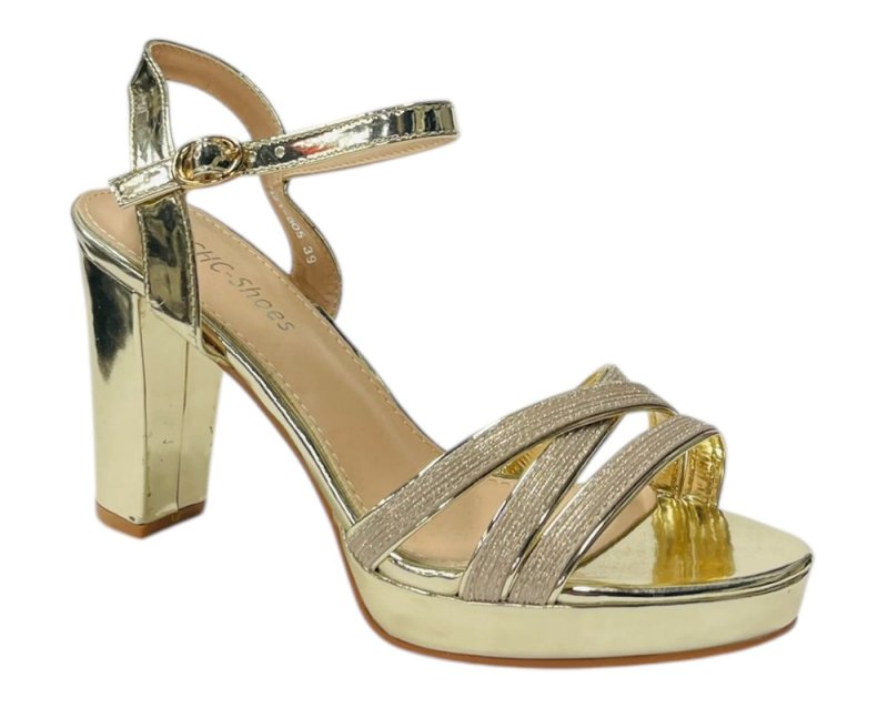 Block Heel Platform Glitter Ankle Strap Shoes - Heels - British D'sire