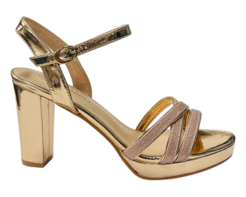 Block Heel Platform Glitter Ankle Strap Shoes - Heels - British D'sire