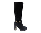 Block Heels Zip Diamante Knee High Boots - Boots - British D'sire