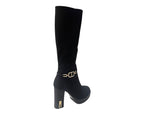 Block Heels Zip Diamante Knee High Boots - Boots - British D'sire