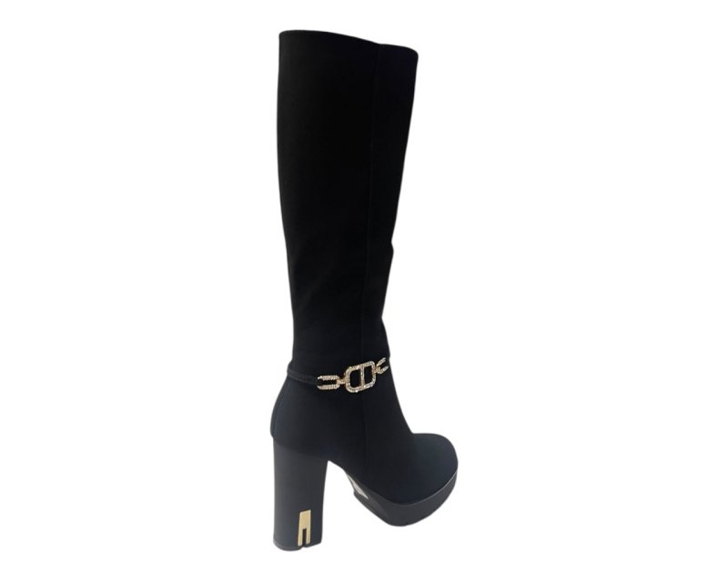 Block Heels Zip Diamante Knee High Boots - Boots - British D'sire