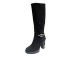 Block Heels Zip Diamante Knee High Boots - Boots - British D'sire
