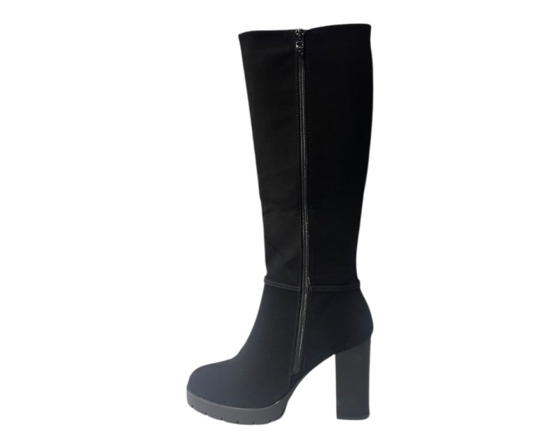 Block Heels Zip Diamante Knee High Boots - Boots - British D'sire