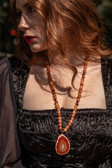 Blood Orange Aventurine and Orange Agate Pendant Necklace - Necklaces - British D'sire