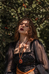 Blood Orange Aventurine and Orange Agate Pendant Necklace - Necklaces - British D'sire