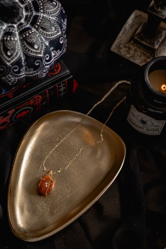 Blood Orange Aventurine Wrapped Necklace - Necklaces - British D'sire