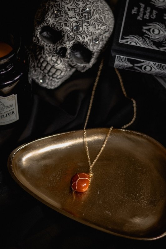 Blood Orange Aventurine Wrapped Necklace - Necklaces - British D'sire