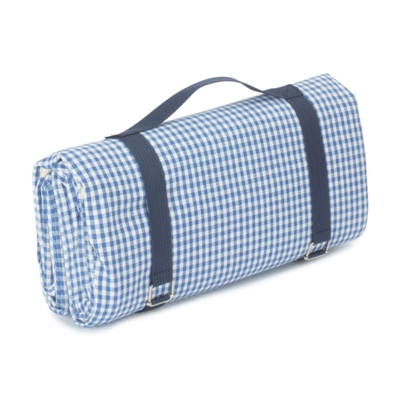 Blue and White Gingham Picnic Blanket - Picnic Accessories - British D'sire Main image