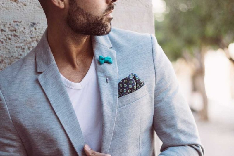 Blue and Yellow Silk Pocket Square - All Products - British D'sire