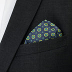 Blue and Yellow Silk Pocket Square - All Products - British D'sire