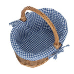 Blue Checked Lined Country Oval Wicker Shopping Basket - Shopping Baskets - British D'sire